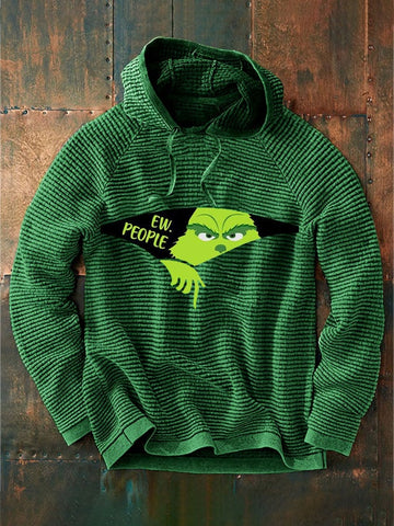 Men's Merry Christmas Print Contrast Waffle Hoodie