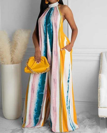 Fashion Color Tie-dye Printed Jumpsuit