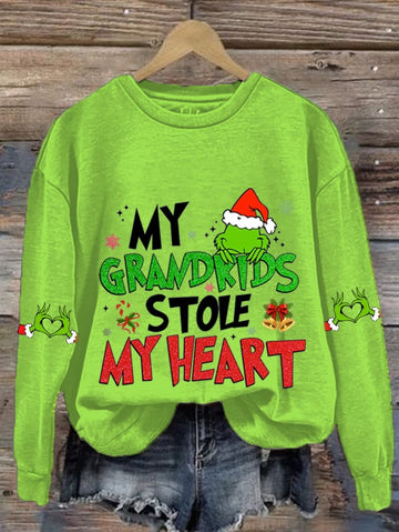 Women'S My Kids Stole My Heart Print Casual Sweatshirt