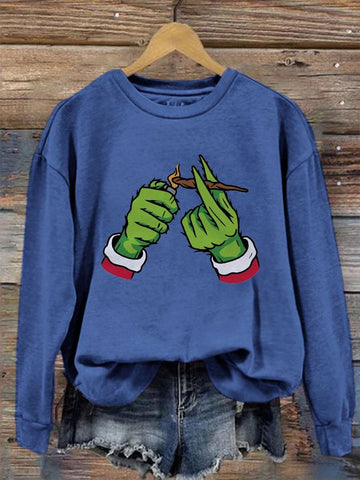 Women's Christmas Light Cannabis Printed Sweatshirt