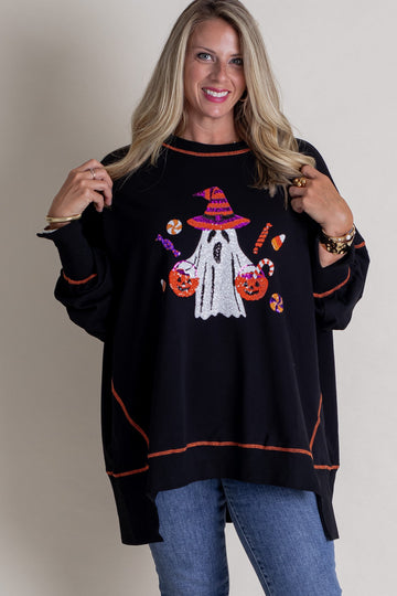 BEST DRESSED SEQUIN GHOST & PUMPKIN TOP