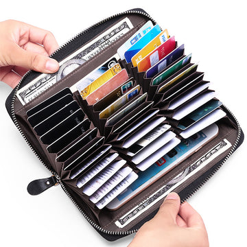 Antimagnetic Leather Zip Bag
