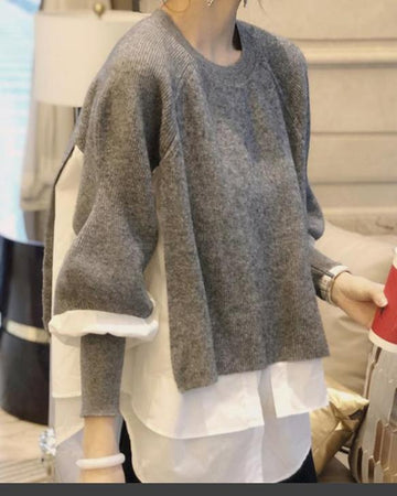 🔥Christmas Sale 🎁🎄-50% OFF-Elegant Fake Two Piece Sweater