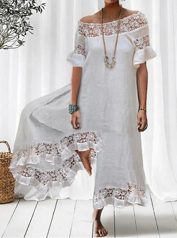 Women's Lace Loose Short Sleeve Casual Jumpsuit