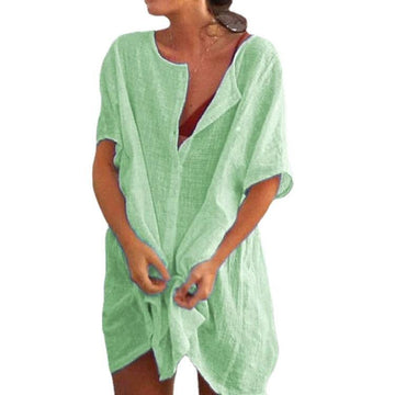 Ladies skirt short sleeve solid color short shirt