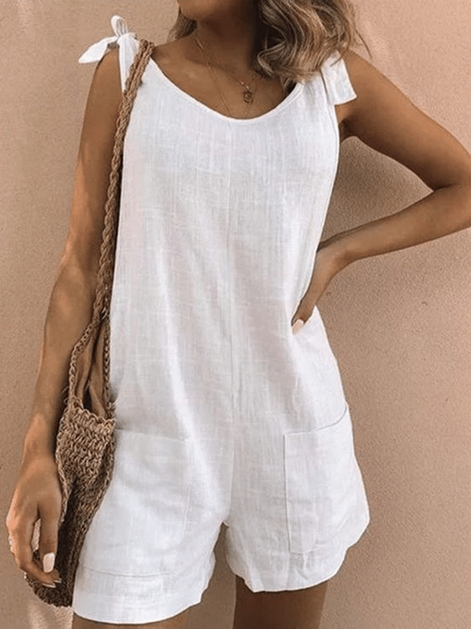 Women's Patch Pocket Cotton Linen Jumpsuit