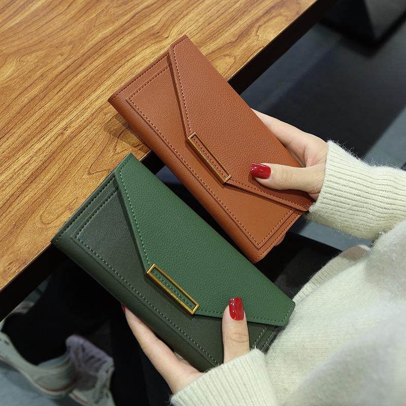 Multifunctional buckle solid color wallet