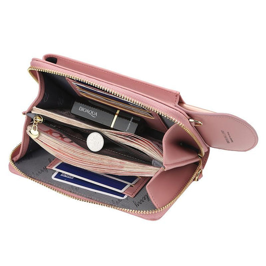 Ladies zipper vertical shoulder bag