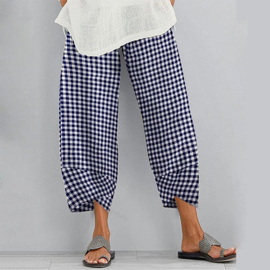 Classic black and white grid texture casual pants radish pants