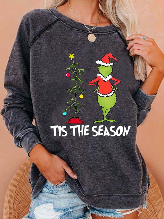 Women Tis The Season Christmas Print Casual Sweatshirt