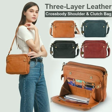 The Bali Three-Layer Leather Crossbody Shoulder & Clutch Bag