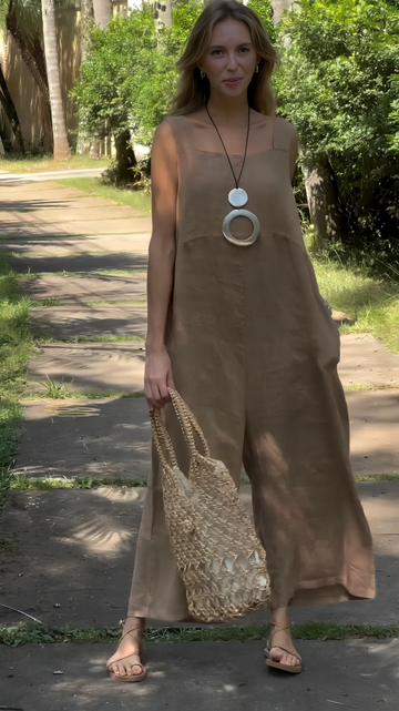 Solid Linen Jumpsuit