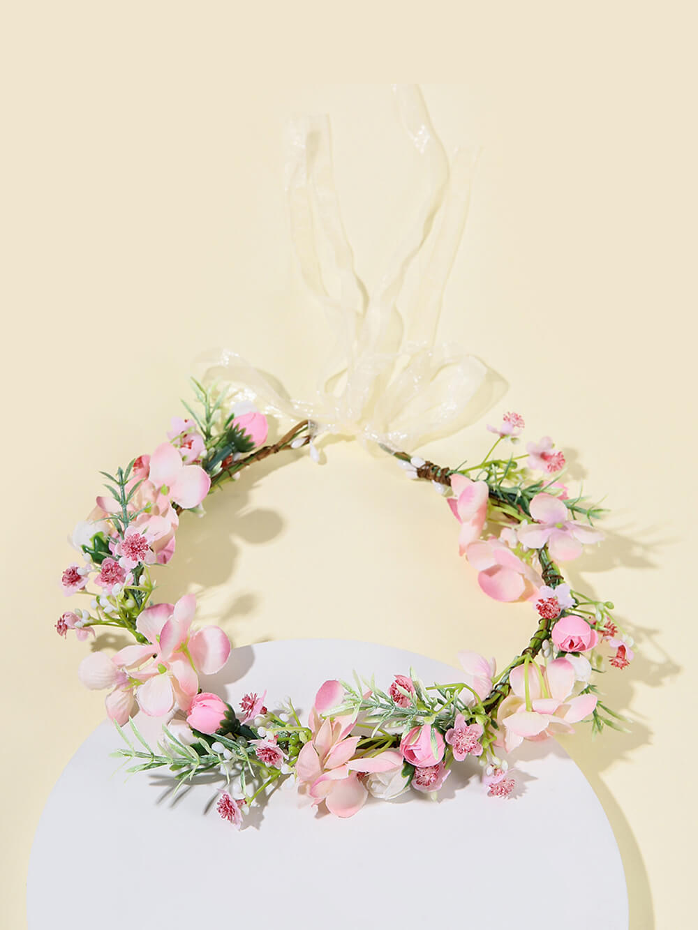 Bridal Flower Crown - Rose Petal & Peach Blossom