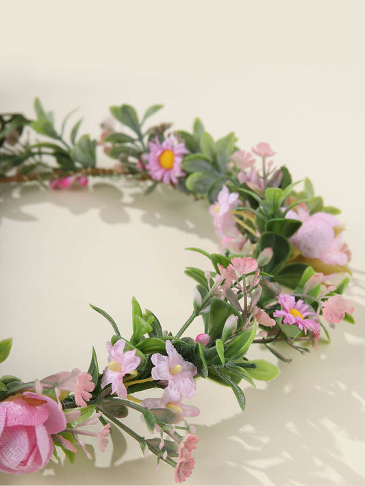 Bridal Flower Crown - Dusty Pink Flowers Mauve Daisy