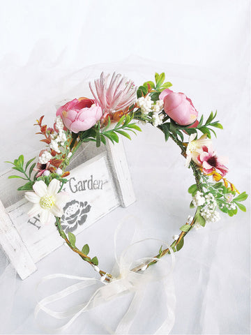 Bridal Flower Crown - Blush Camellias & Roses Wreath