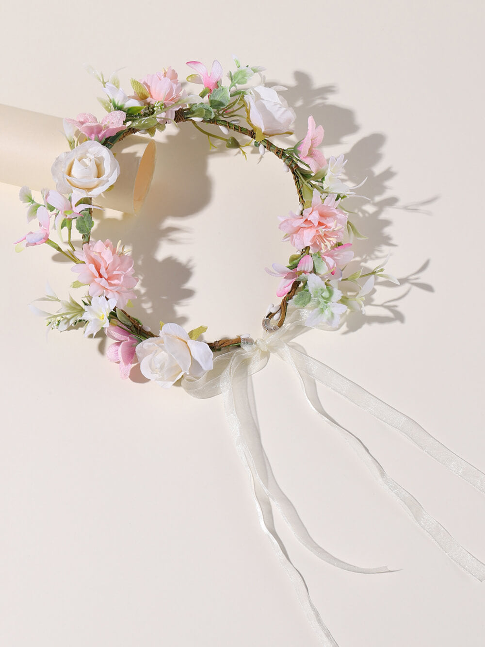 Bridal Flower Crown - Dusty Rose Lily & Malus