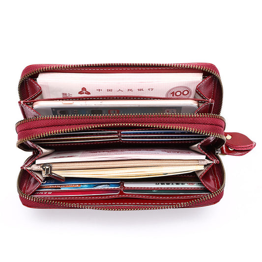 Women's Wallet Leather Long Double Zip