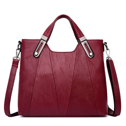 Soft Leather Large Shoulder Crossbody Tote