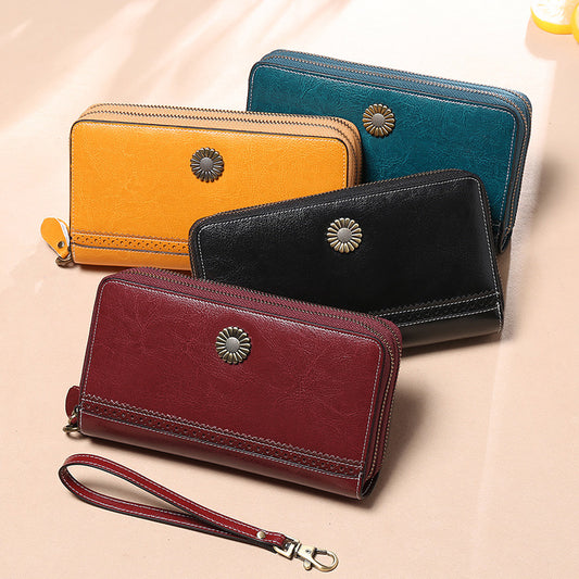 Leather Ladies Wallet Long Double Zip