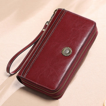 Leather Ladies Wallet Long Double Zip