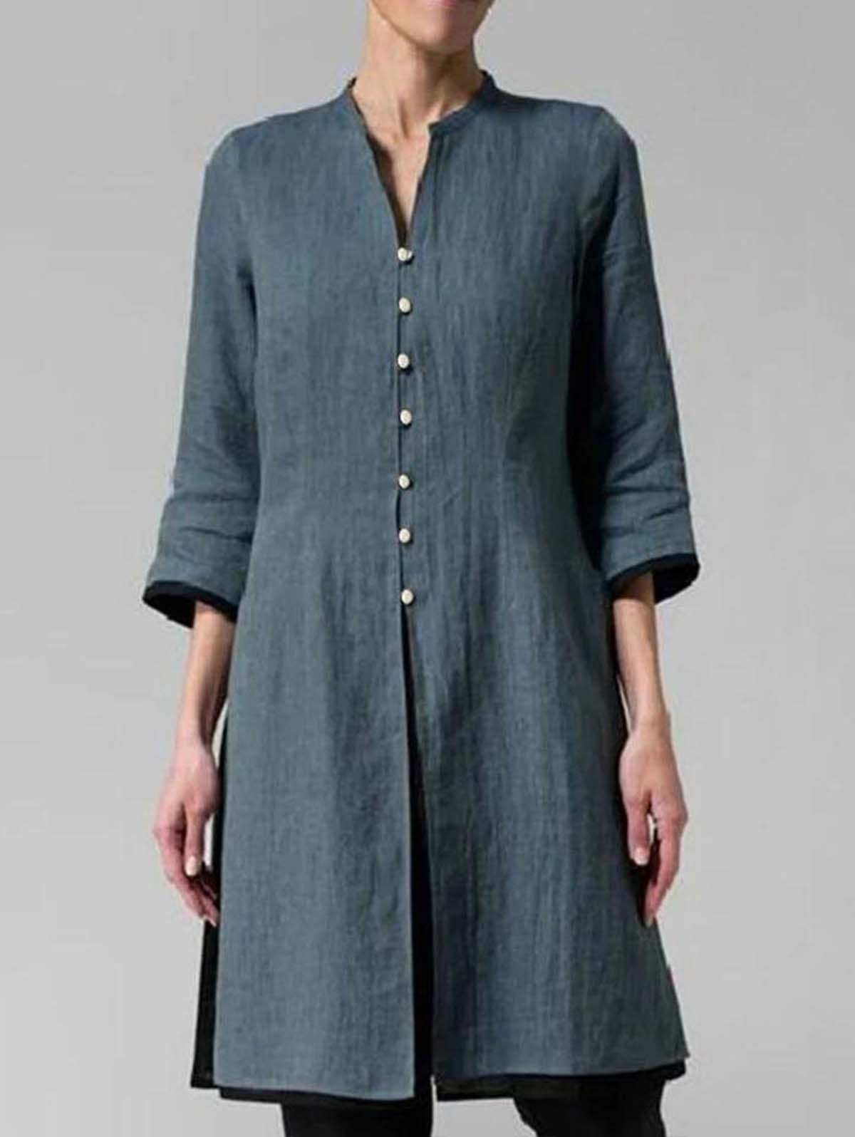 Irregular Cotton and Linen Long Shirt