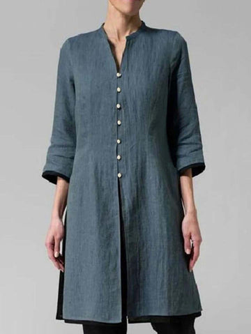 Irregular Cotton and Linen Long Shirt