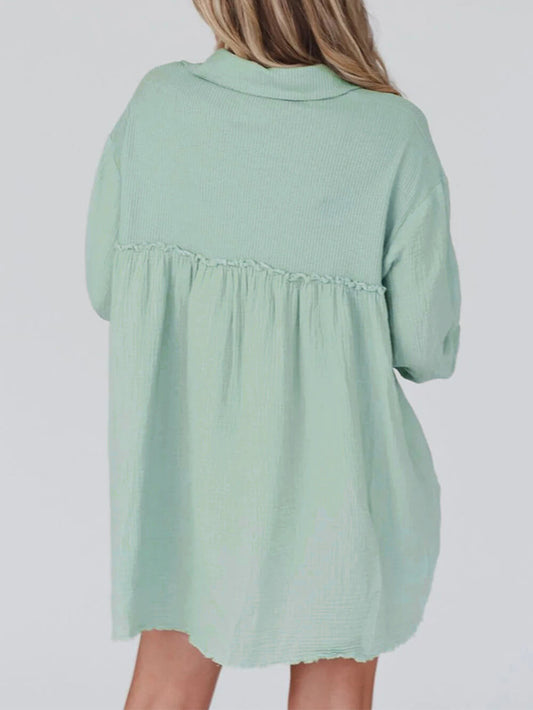 Single Breasted Button Long Sleeve Shirt