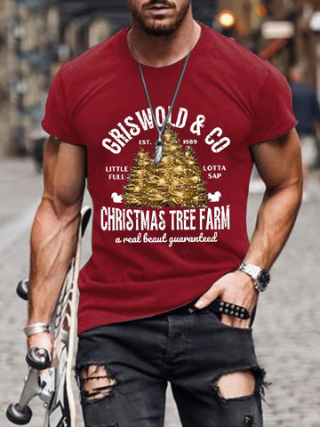 Men's Griswold & Co Est 1989 Christmas Tree Farm Print Short Sleeve T-Shirt