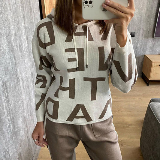 🔥Christmas Sale 🎁🎄-50% OFF-Hooded sports letter knitted two-piece set