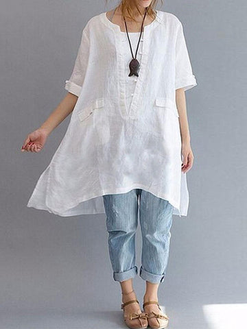 Women's plus size loose casual long shirt