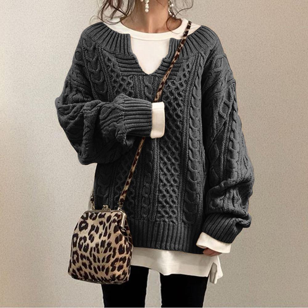 🔥Christmas Sale 🎁🎄-50% OFF-Casual Twist Texture V-Neck Sweater Top