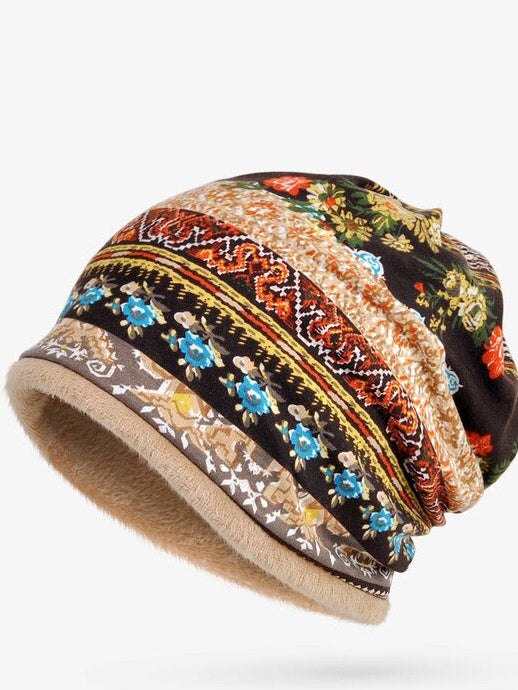 🔥Christmas Sale 🎁🎄-50% OFF-Retro Tribal Printed Fleece Dual Use Scarf Beanie Hat