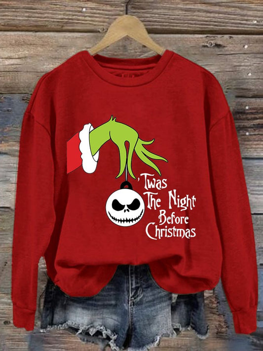 Women's Twas The Night Before Christmas Print Round Neck Sweatshirt