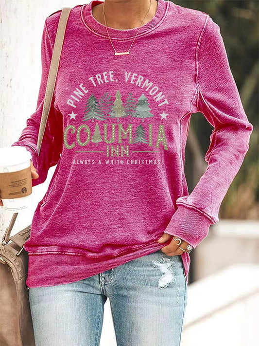 Women's Casual Columbia Inn Pine Tree Vermont Printed Long Sleeve Sweatshirt