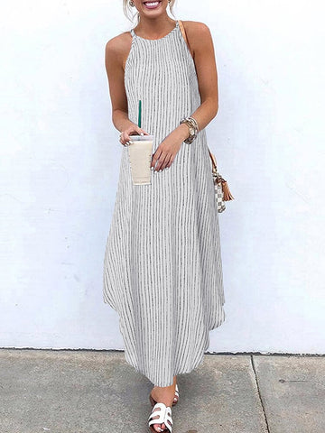 Women's Striped Holiday Long Dress