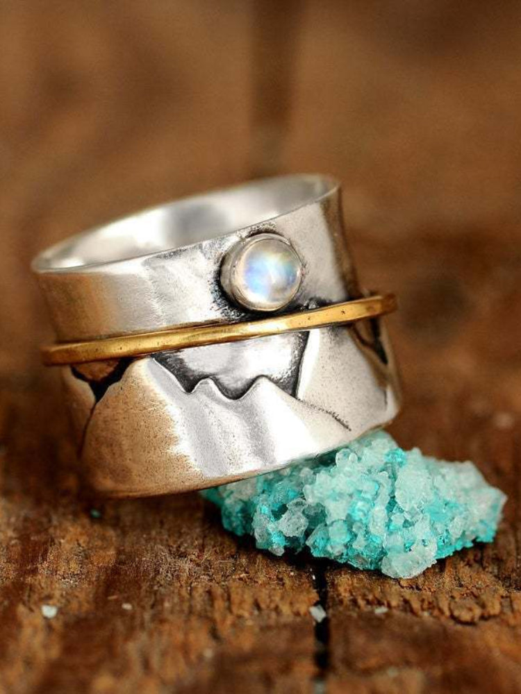 Wisherryy Mountains Inspired Moonstone Studded Ring