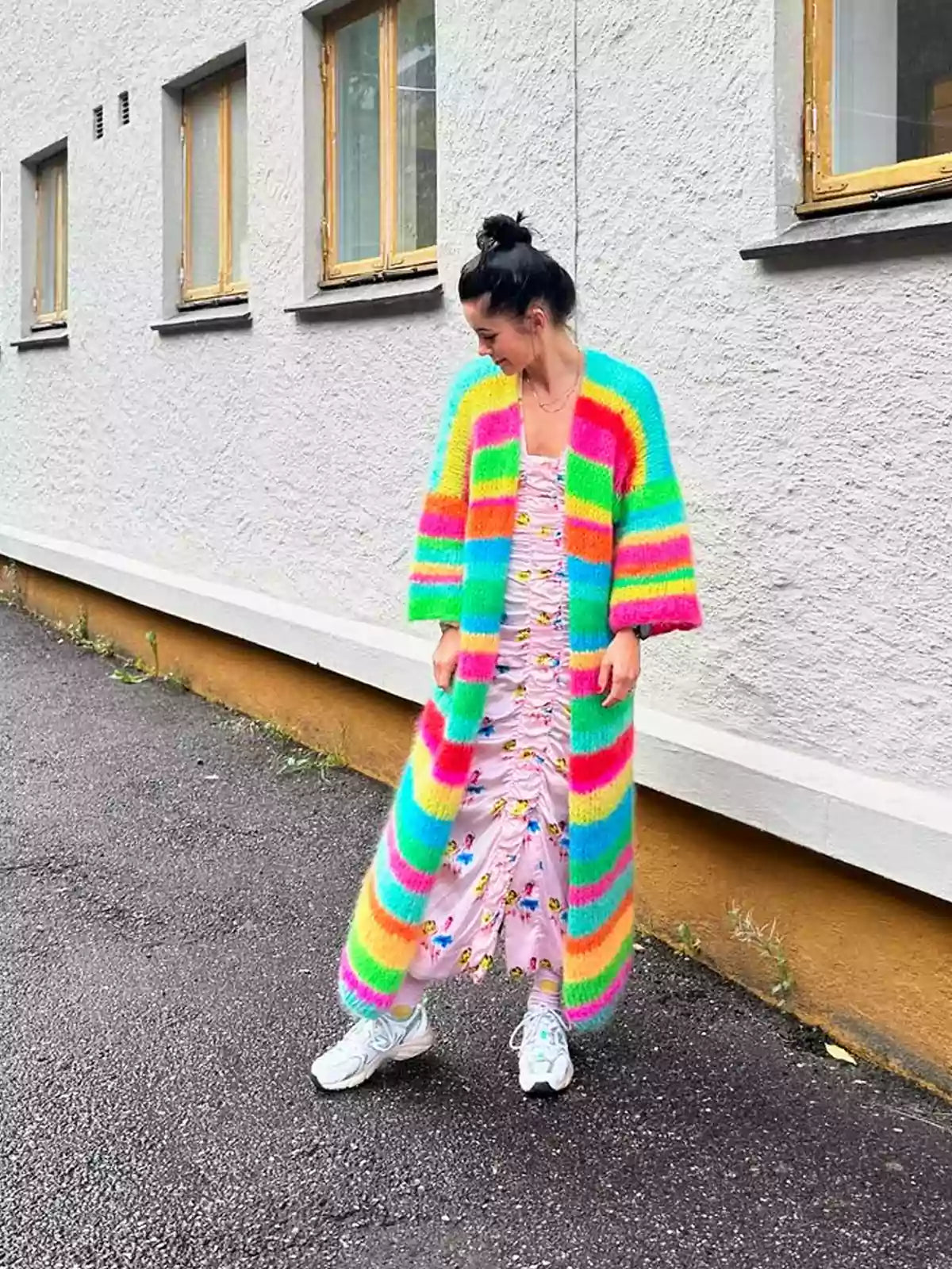 Rainbow Fleece Long Cardigan