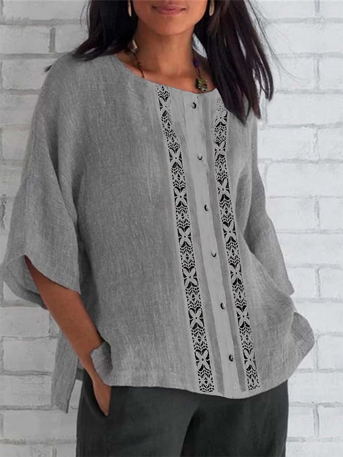 Lace Design Loose Casual Shirt