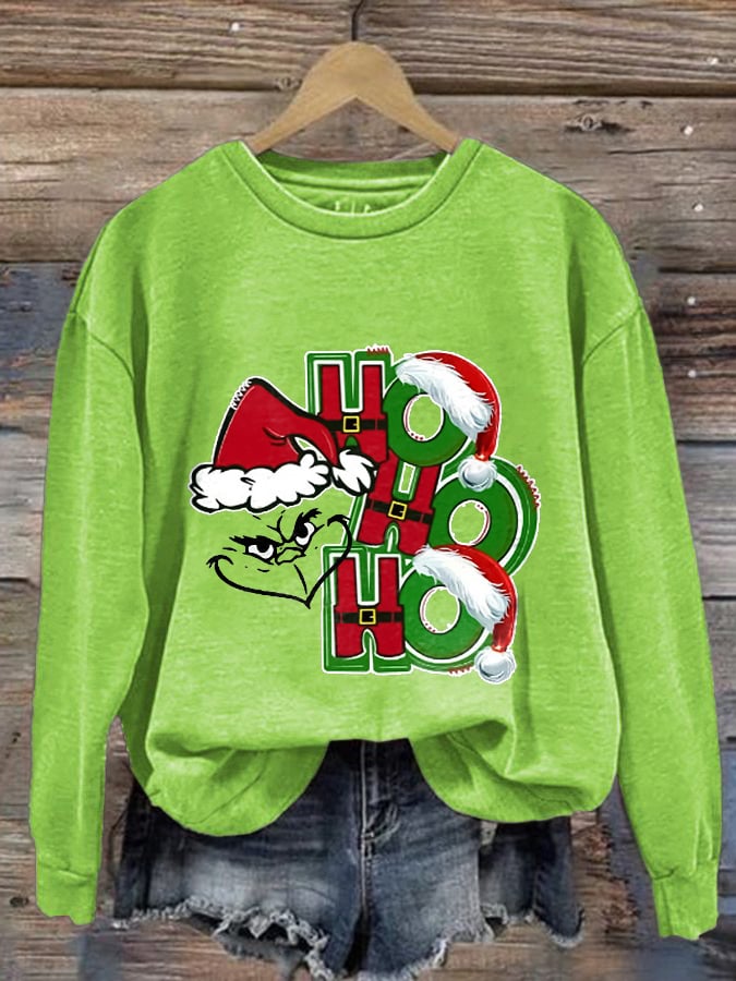 Women'S Ho Ho Ho Funny Christmas Print Casual Sweatshirt