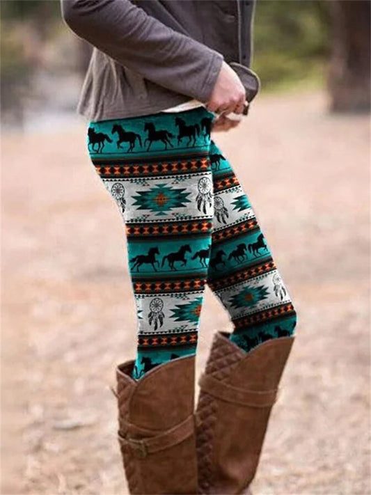 Western Horses & Dream Catchers Aztec Leggings