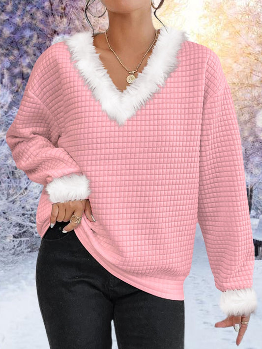 Women's Fluffy Holiday Waffle Sweatshirt