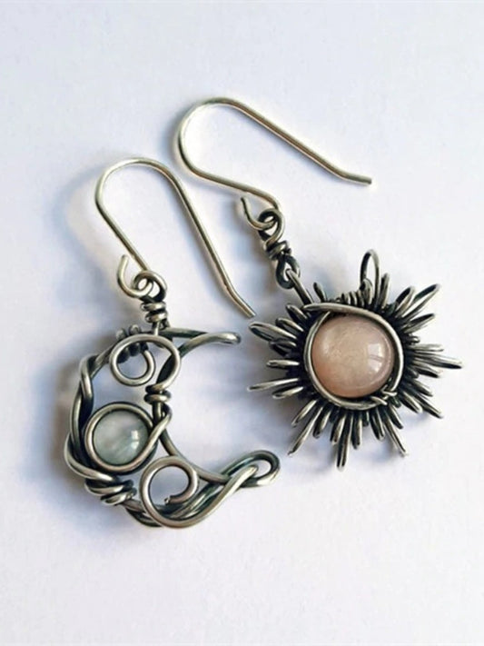 Wisherryy Vintage Boho Sun & Moon Inspired Earrings