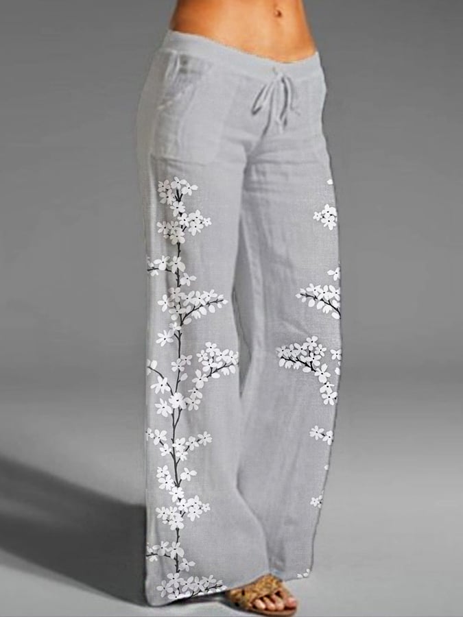 Women's Floral Print Casual Cotton Pants