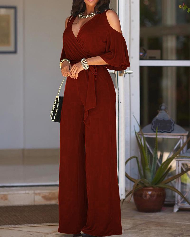 Off-the-shoulder Wide-leg Jumpsuit