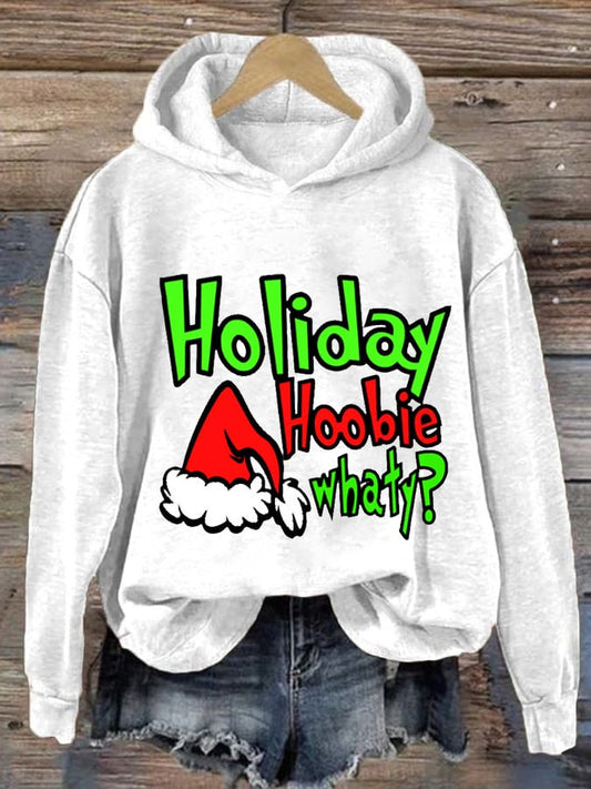 Women's Holiday Hoobie Whaty Print Casual Hoodie