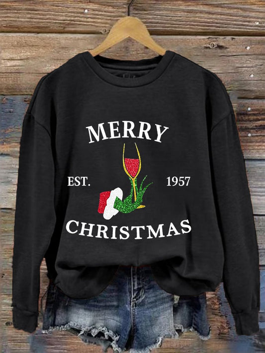 Women's Merry Grinchmas EST.1957 Drink Up Casual Sweatshirt