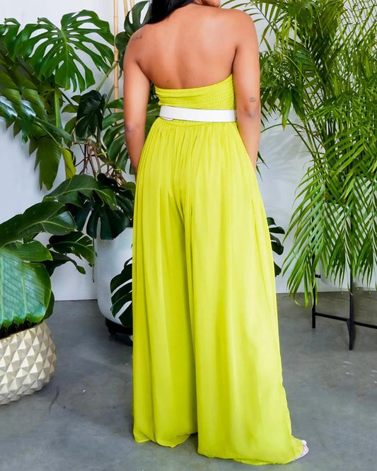 Fashion Loose Solid Color Wide-leg Jumpsuit(Without Belt)