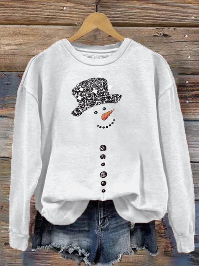 Women's Christmas Snowman Print Sweatshirt