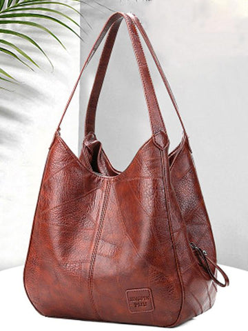 Women's Retro Soft Leather High Capacity Shoulder Bag