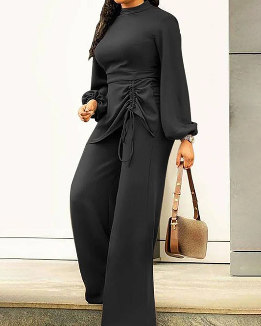 Round Neck Drawstring Jumpsuit